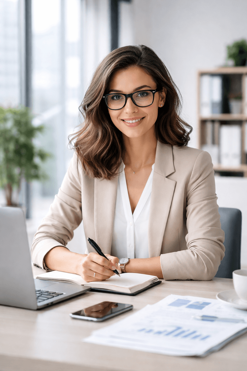 Profissional satisfeita com resultados no Google